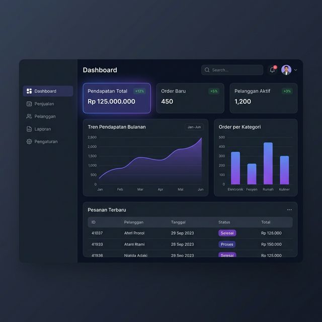 Dashboard sistem digital untuk bisnis UMKM